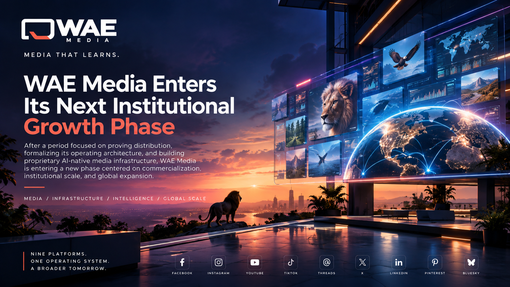 WAE Media enters its next institutional growth phase, illustrating AI-native media infrastructure, global scale, and multi-platform operations.