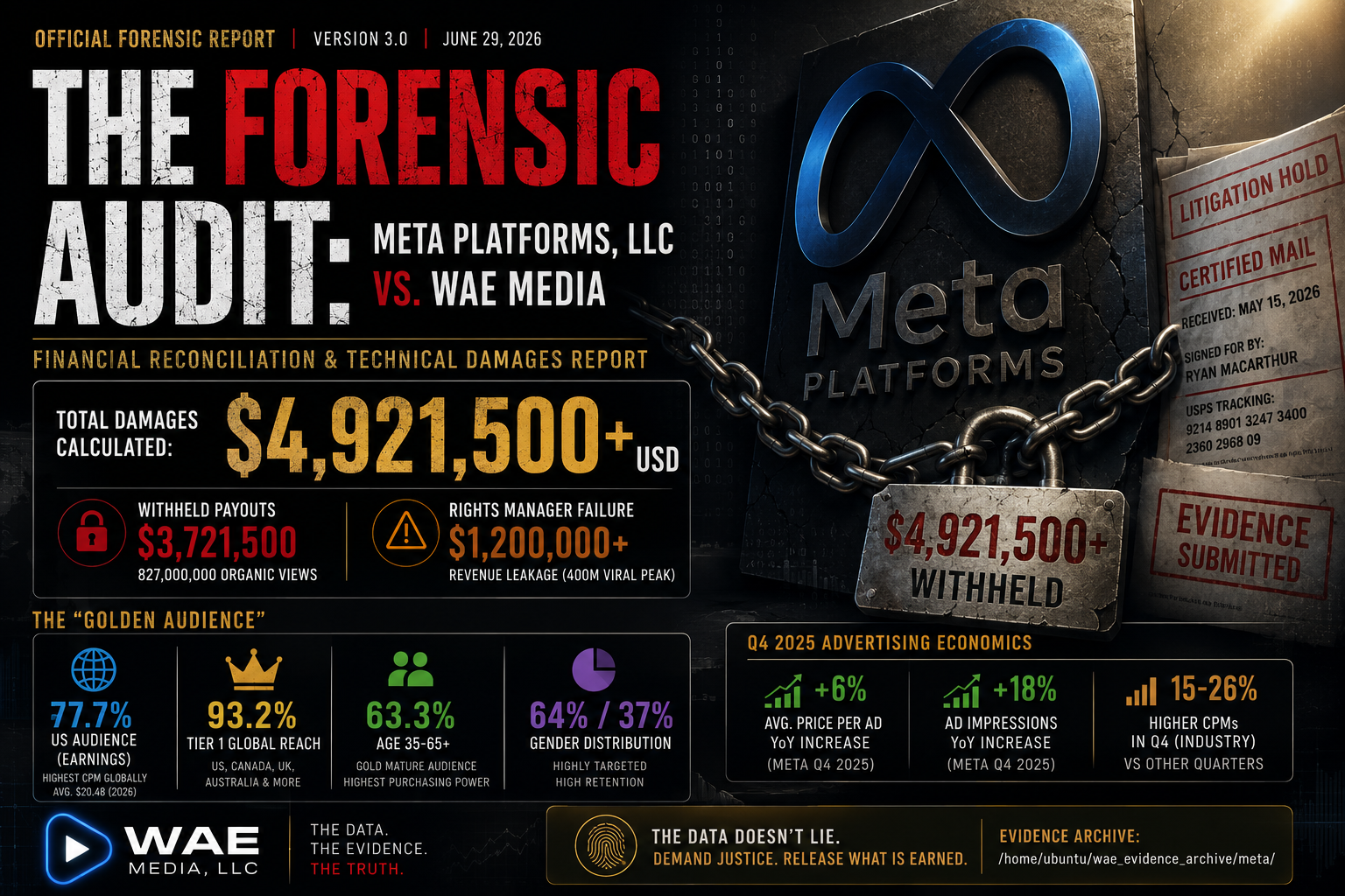 THE FORENSIC AUDIT: Meta Platforms, LLC vs. WAE Media — Financial Reconciliation & Technical Damages Report